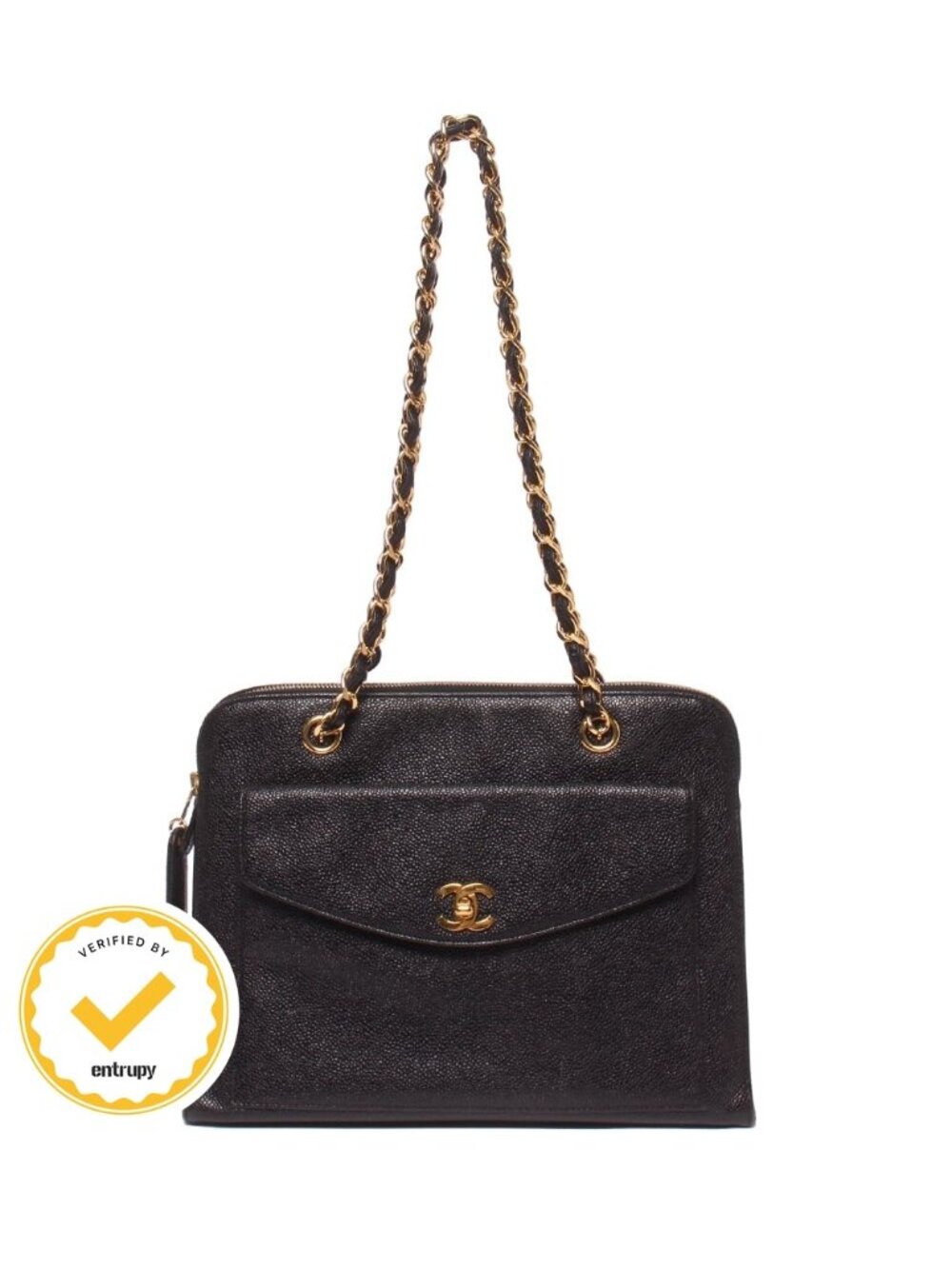 Chanel Chain Shoulder Bag Gold No 5 Caviar Leather